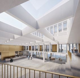 Ein einladendes, belichtetes Foyer haben die Planer für das neue Stadthaus vorgesehen.