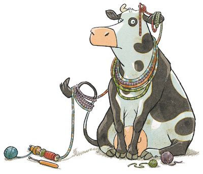 Die Kuh Lieselotte ist die zentrale Figur in den Büchern von Alexander Steffensmeier. Illustration: Verlag Fischer Sauerländer