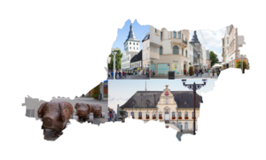 Symbolbild Lippstadtumriss mit Bildern aus der Innenstadt