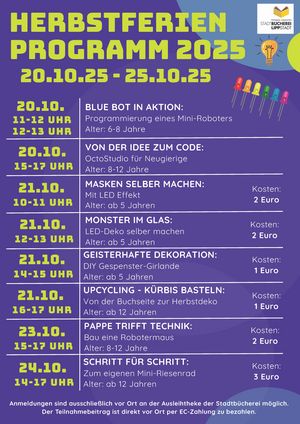 Herbstferien Programm in der Thomas-Valentin-Stadtbücherei