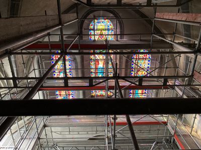 Das Gerüst erstreckt sich bis unters Dach. Foto: Stadt Lippstadt