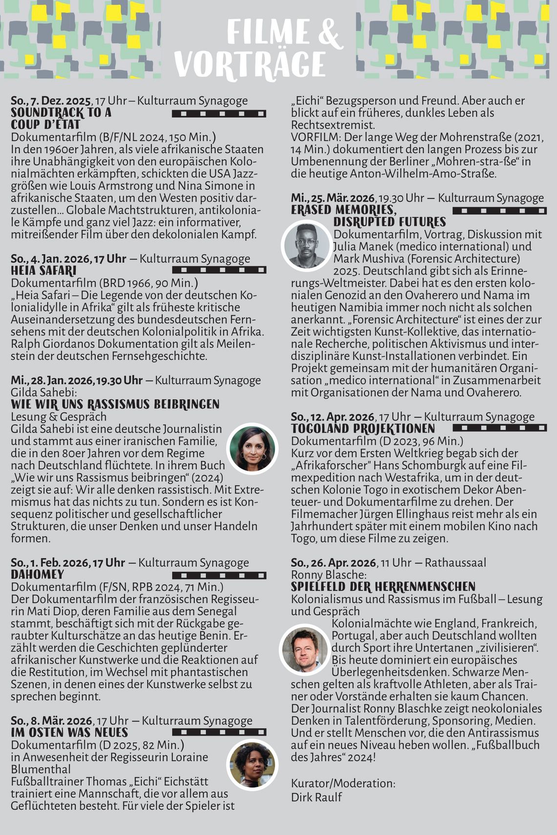 Rahmenprogramm zur Ausstellung die Ferne so nah