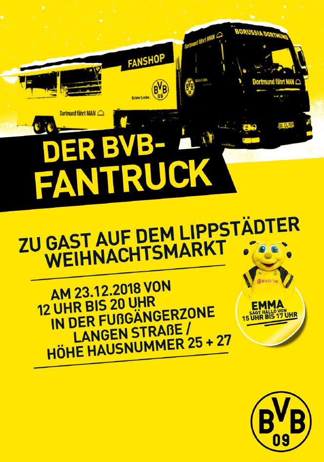 BVB Fantruck auf dem Lippstädter Weihnachtsmarkt 