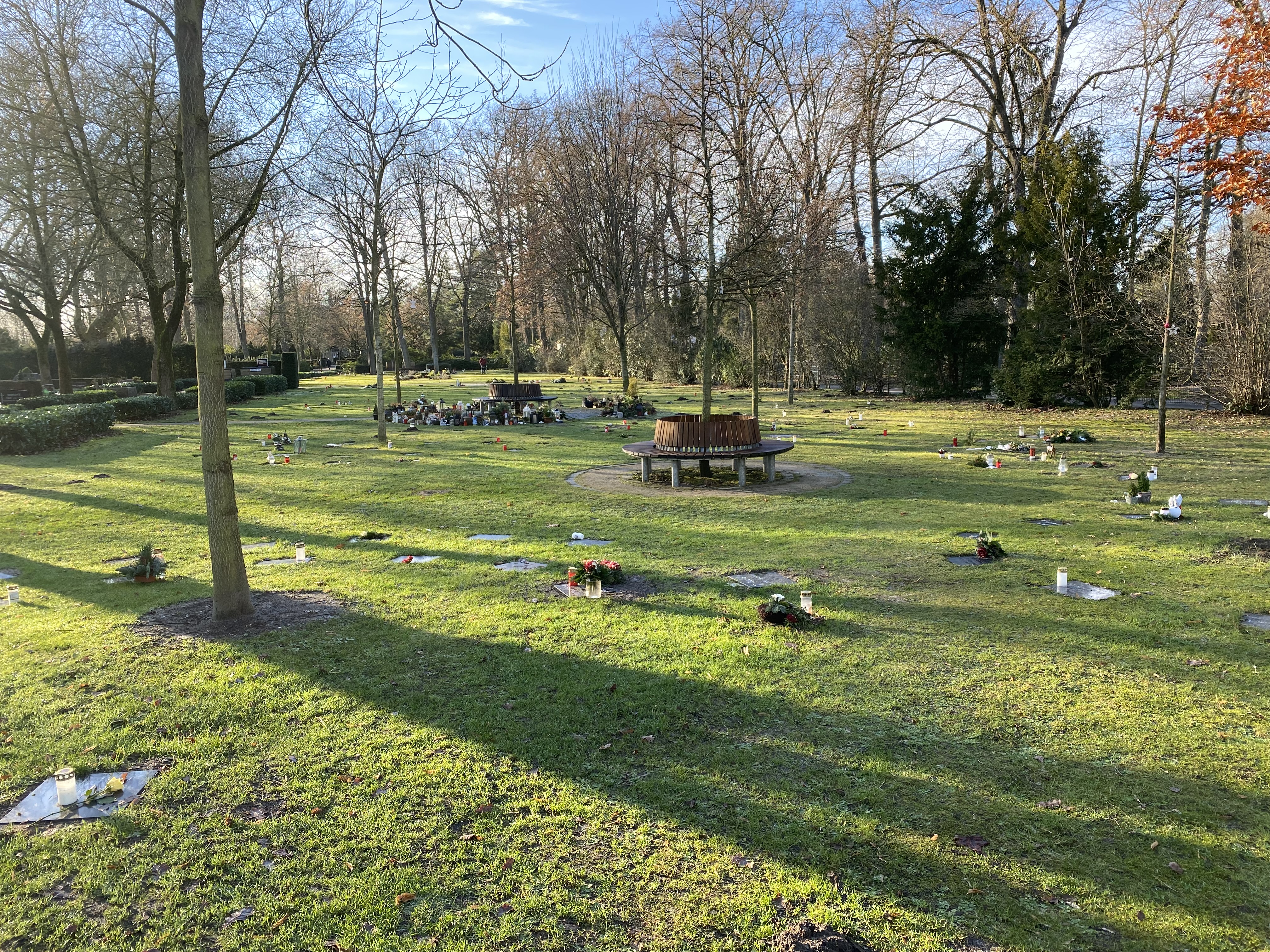Bei Rasengräbern wird oftmals nicht die zentrale Schmuckablage für den Grabschmuck genutzt. Foto: Stadt Lippstadt