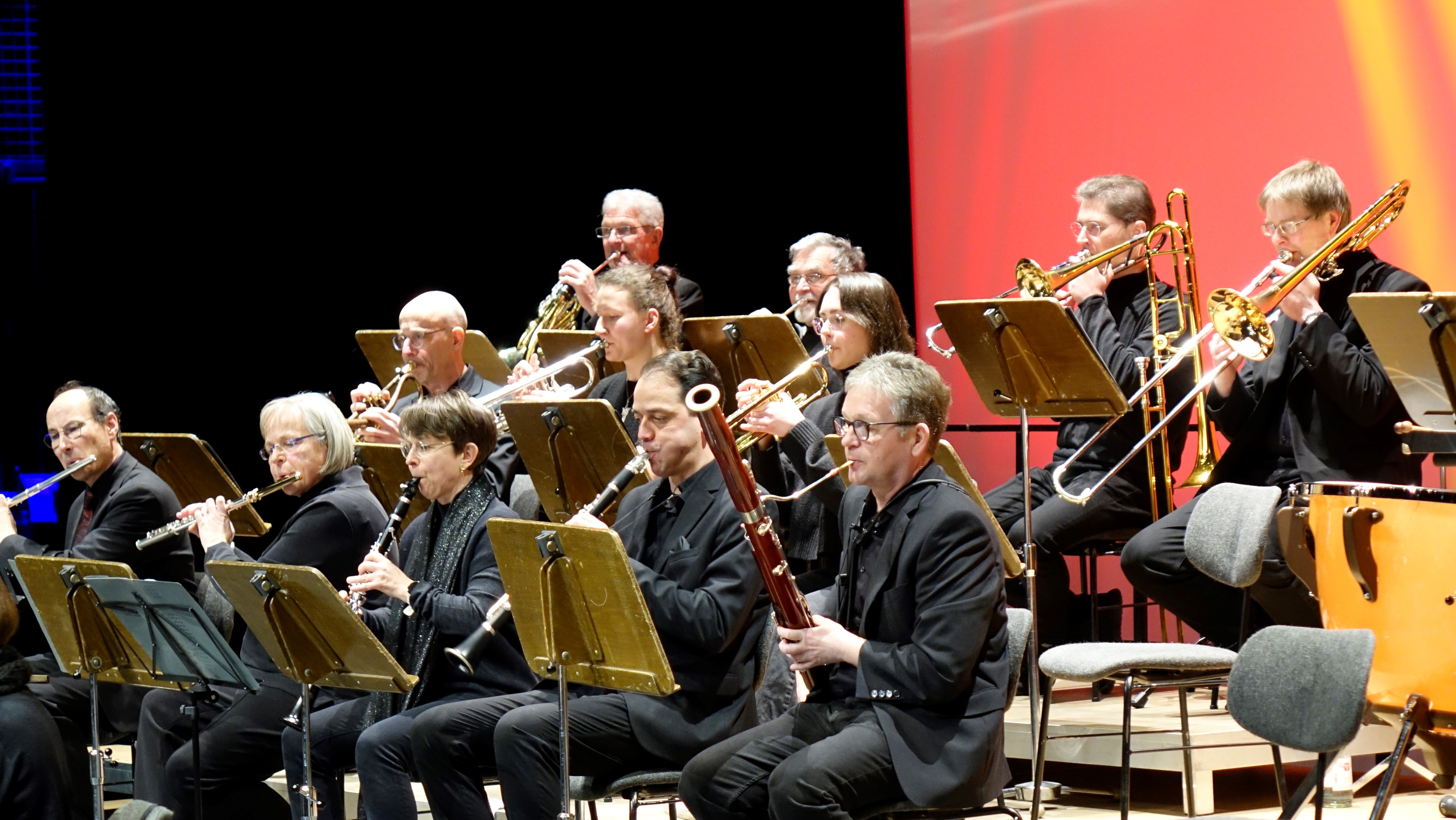 Die Bläsersection des Sinfonieorchesters der Conrad-Hansen-Musikschule bereichert beim Neujahrskonzert das schwungvolle Programm. Foto: Musikschule